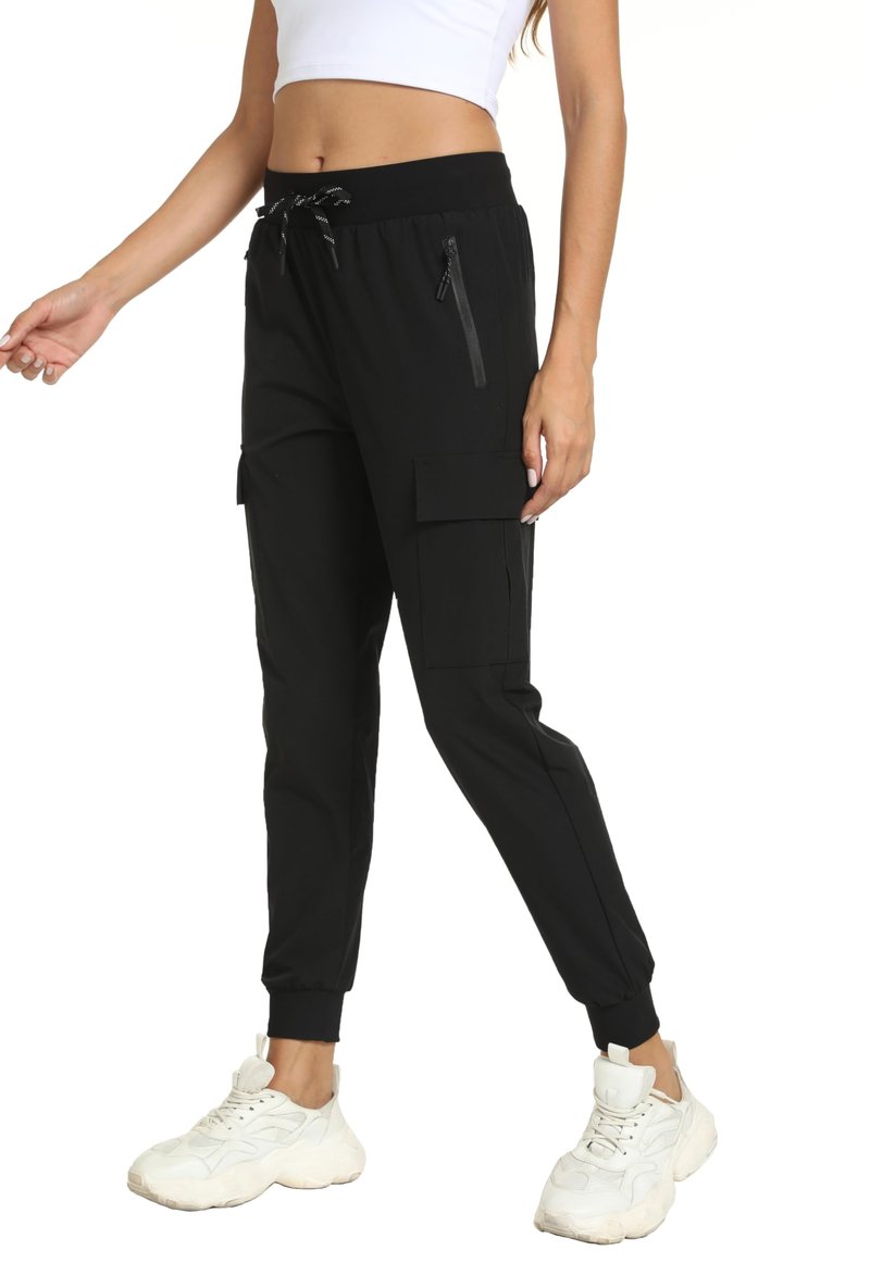 zsenoxaxi Women's Joggers Cargo Pants Lightweight Quick Dry Hiking Running Pants for Athletic Casual & Outdoor(Black,M)
