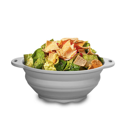 Collapsible Silicone Salad Bowl 61oz Camping Bowl Outdoor Hiking Travel Durable Bowl for Storage and Mixing Food-Grade Silicone Food Storage Container 1 Pack (Grey)