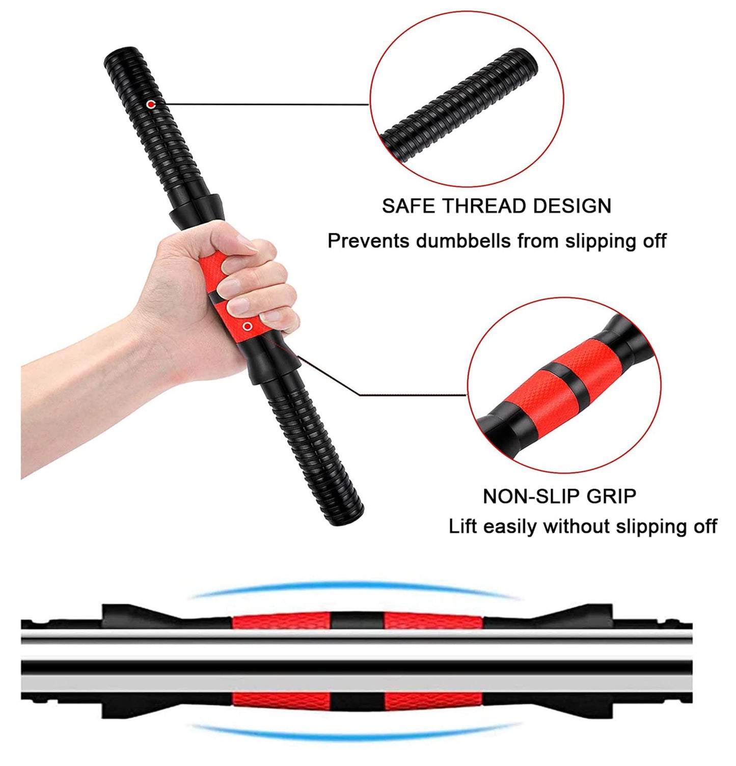 Dumbbell Bars Adjustable Dumbbell Weight Set Barbell Lifting - 2 x 15.74in Bars and 1 x 15.74in Connecting Rods for Gym Home