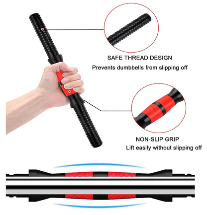 Dumbbell Bars Adjustable Dumbbell Weight Set Barbell Lifting - 2 x 15.74in Bars and 1 x 15.74in Connecting Rods for Gym Home