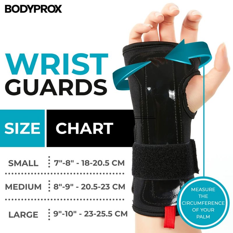 Bodyprox Wrist Guards (1 Pair) for Snowboarding, Skateboarding and Inline Skating, Sports Protection Wrist Guard (Large)