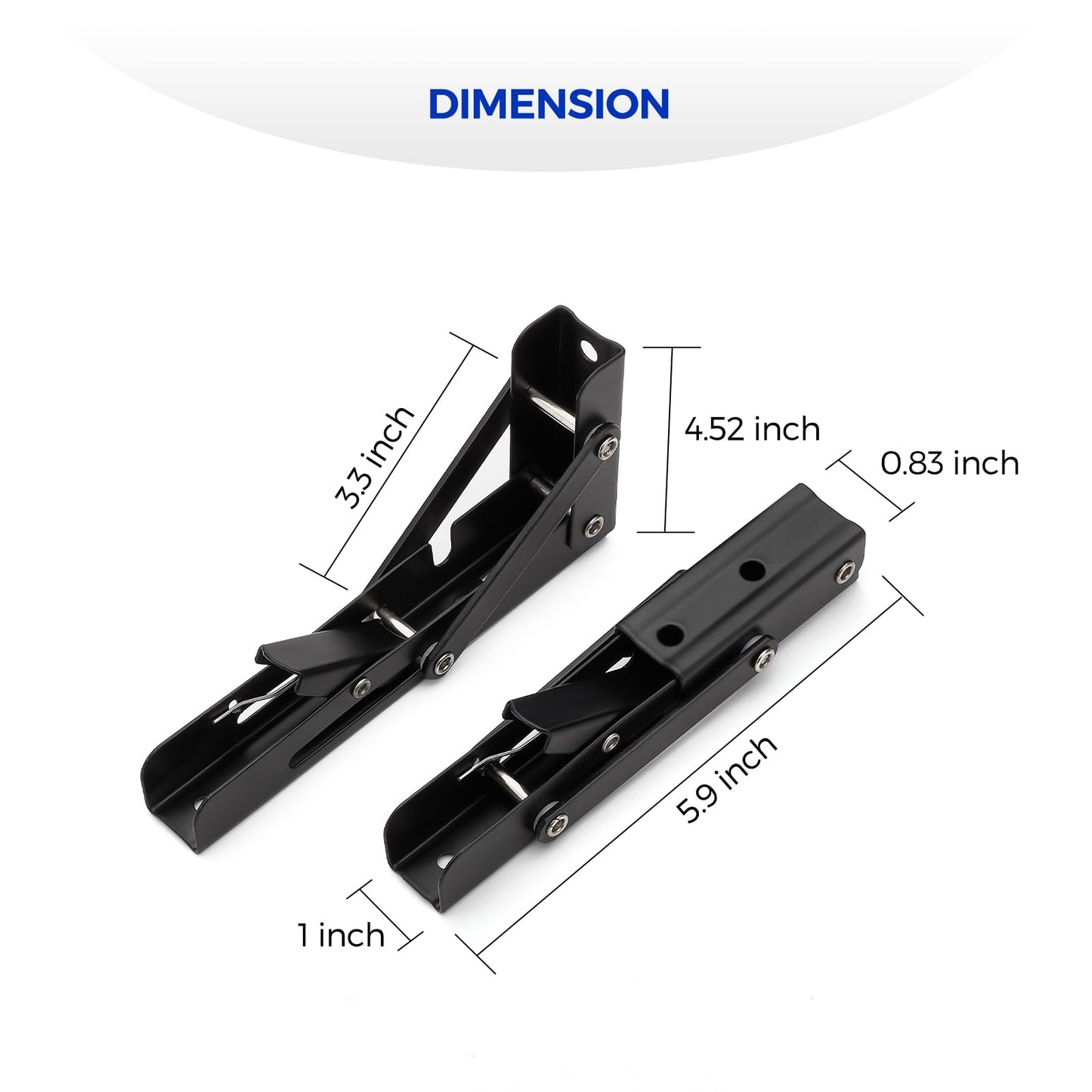 Ravinte 10 Inch Folding Shelf Brackets - Matte Black Collapsible Heavy Duty Brackets for Table Bench - Space Saving, 2 Pack ﻿