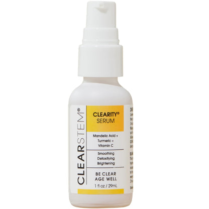 CLEARSTEM - CLEARITY The Blackhead Dissolver Mandelic Acid Serum - Vitamin C, Turmeric, Collagen Boost - All Skin Types - Facial Skin Care Products - Gluten Free, Cruelty Free - 1 fl oz / 29ml