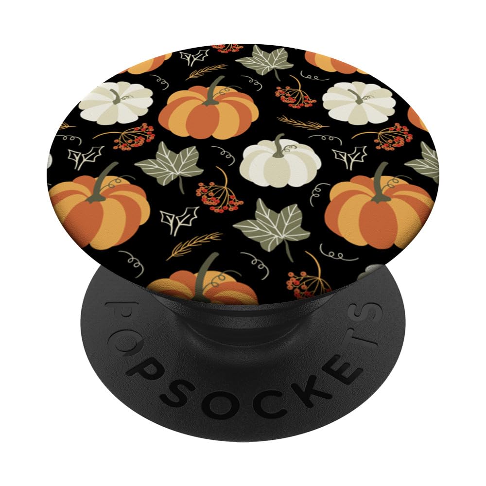 Autumn falling leaves and pumpkin spice harvest happy fall PopSockets PopGrip: Swappable Grip for Phones & Tablets PopSockets Adhesive PopGrip