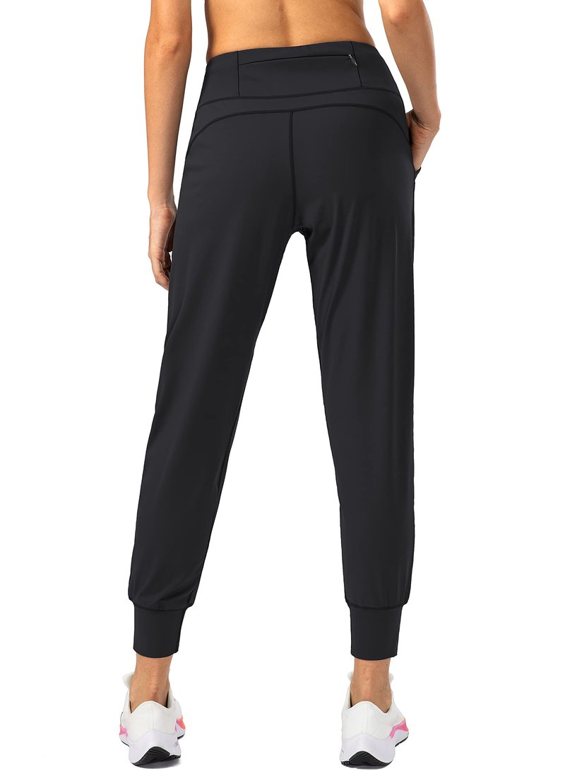 Soothfeel Women's Joggers with Zipper Pockets High Waisted Athletic Workout Yoga Pants Joggers for Women Black