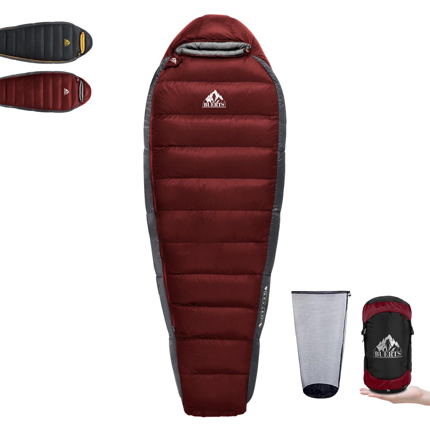 BUERTS Down Sleeping Bag for Adults Cold Weather Ultralight & Compact 680FP Backpacking Sleeping Bag for Camping, Hiking, Mountaineering.