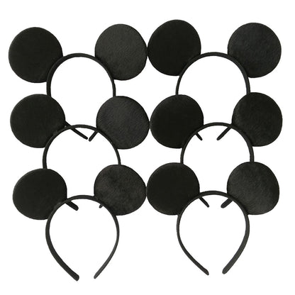 CHuangQi Mouse Ears Headband, Solid Black (Set of 12)