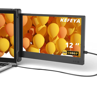 KEFEYA Laptop Screen Extender, 14.2" Portable Triple Monitor for Laptop with Full HD IPS Display, Monitor Extender Compatible with Mac, Windows, Chrome, Fits 13-17 Inch Laptops