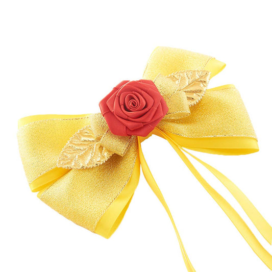 JiaDuo Princess Hair Accessories for Girls Women Halloween Big Hair Bow Clips Yellow 6 Inch