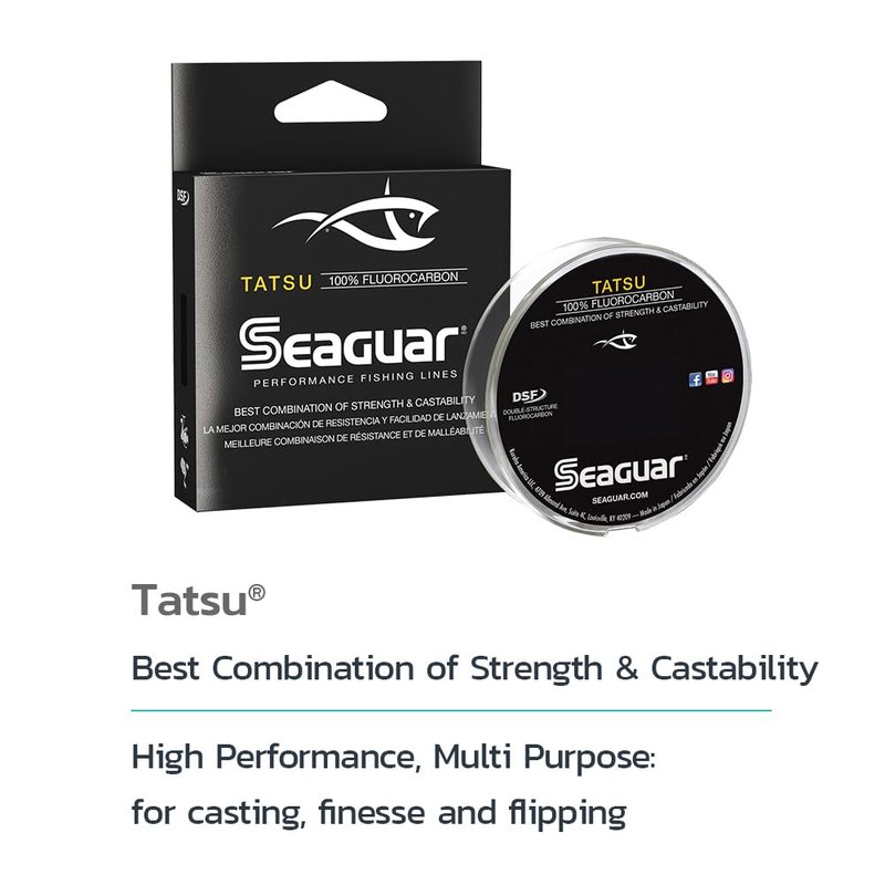 Seaguar Tatsu 100% Fluorocarbon Fishing Line DSF, 8lbs, 1000yds Break Strength/Length - 08TS1000