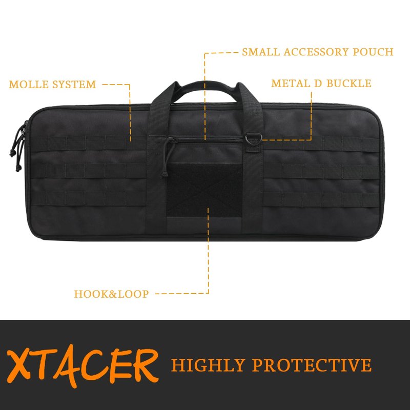XTACER Tactical Bow Case MOLLE Recurve Takedown Bow Case Fully Padded Case (Black)