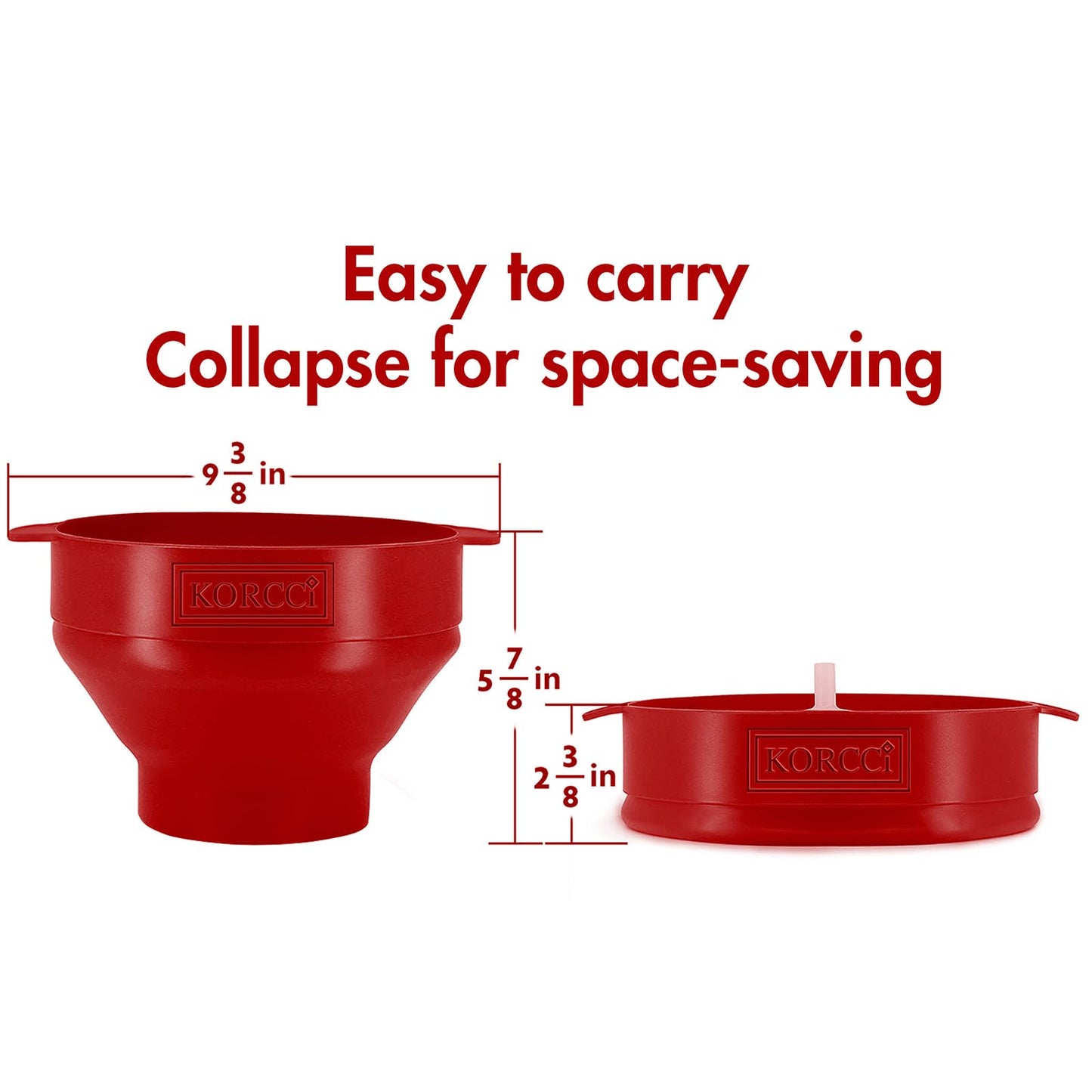 The Original Korcci Microwaveable Silicone Popcorn Popper, Microwave Popcorn Popper, Collapsible Microwave Popcorn Maker Bowl, No Oil Required, Use In Microwave, Dishwasher Safe (Blue)