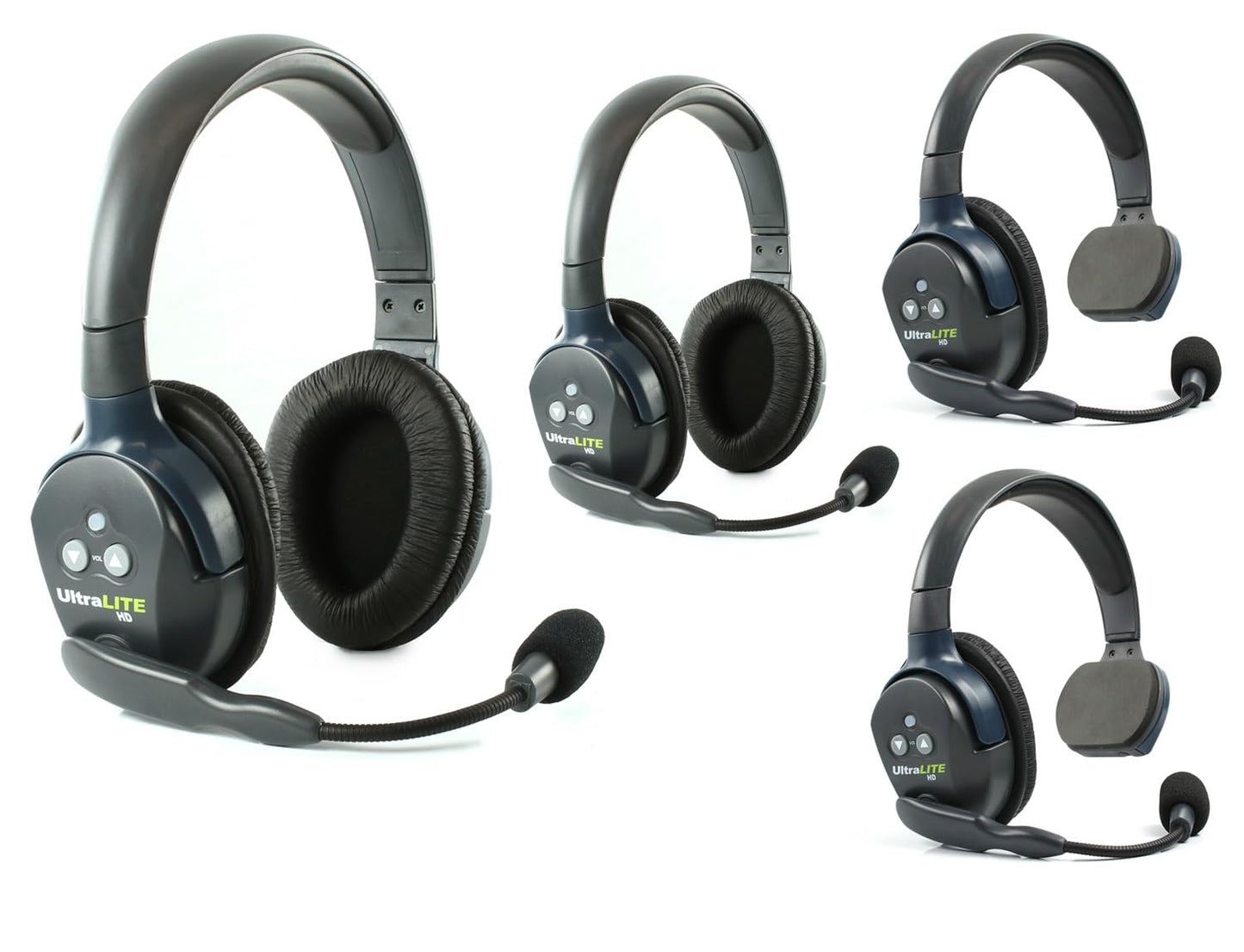 Eartec UL4S Ultralite Full Duplex Wireless Headset Communication for 4 Users - 4 Single Ear Headsets with SolidSignal Cleaning Wipes Bundle