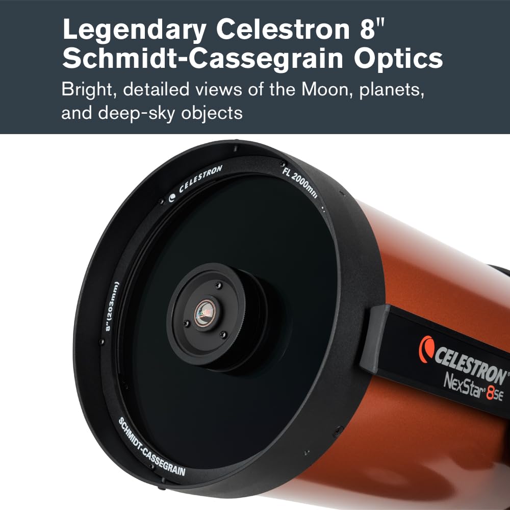 Celestron NexStar 8SE Computerized Telescope – 8-Inch Schmidt-Cassegrain Optical Tube – Fully Automated GoTo Mount with SkyAlign – Ideal for Beginners and Advanced Users – 40,000+ Object Database