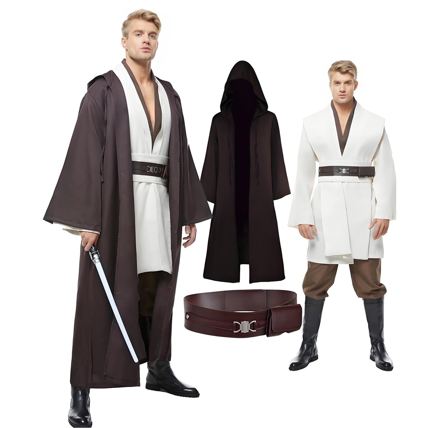 Men's Tunic Cosplay Costume Adults Outfits Halloween Robe Hooded Uniform Full Set