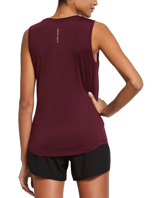 baleaf Women's Workout Tank Tops Sleeveless Exercise Tennis Running Shirts Activewear Fitness Gym Tops Red M