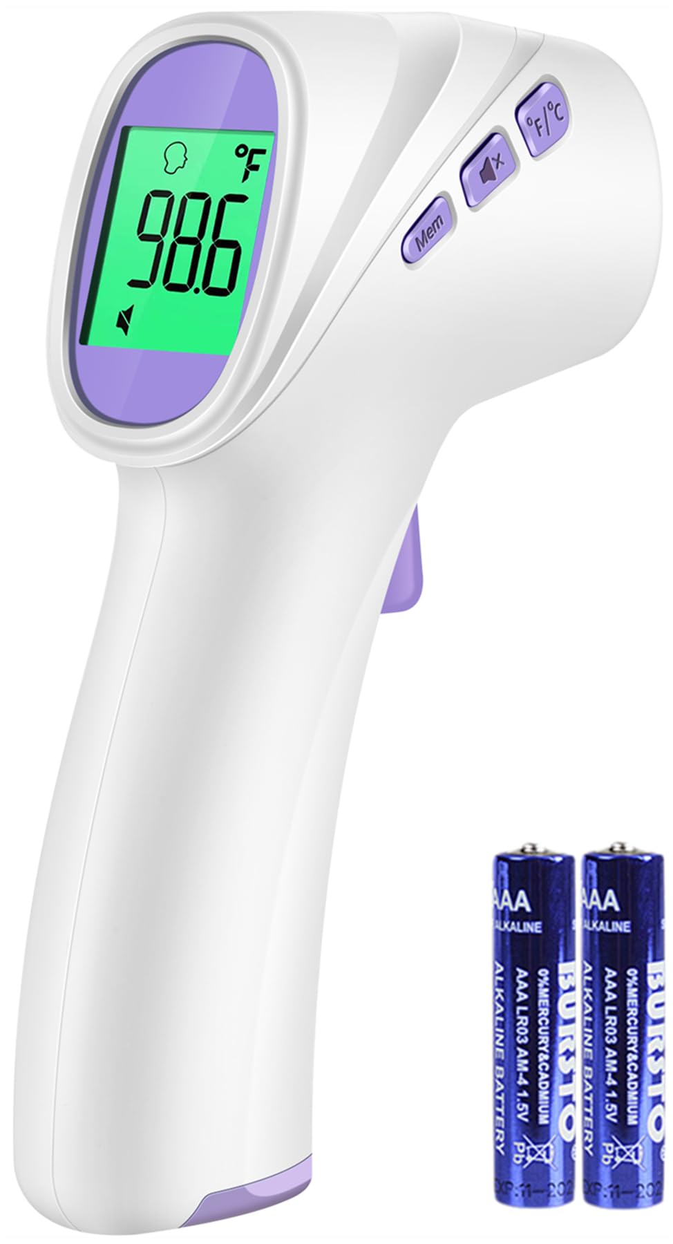 Forehead Thermometer for Adults, Kids & Babies, No-Touch Digital Thermometer with LCD Backlight Display, FSA HSA Eligible, Fever Alarm and 1s Instant Reading - Purple