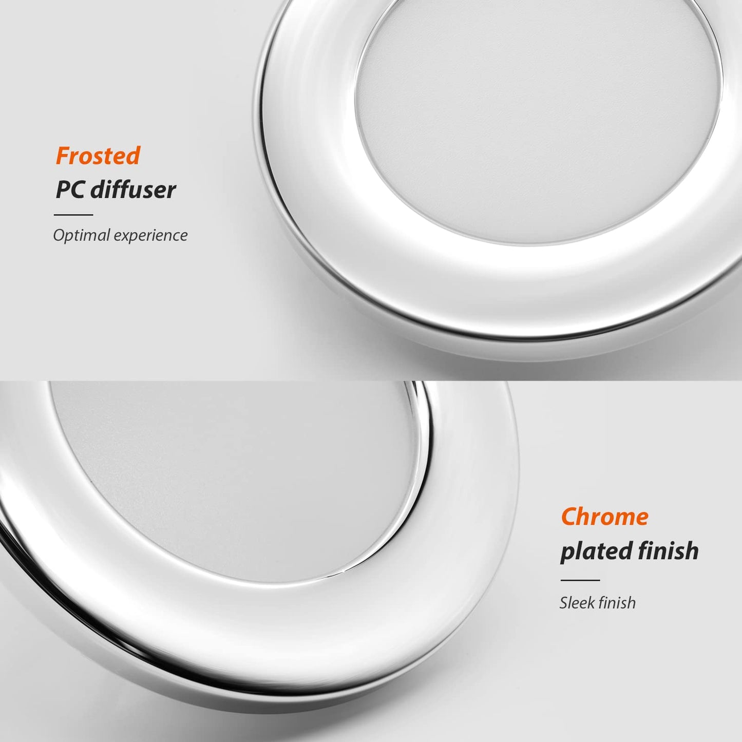 Dream lighting 12V RV Interior LED Puck Lights Recessed Kitchen Ceiling Cabinet Cool White Lighting 2.8inch, Chrome Shell, Pack of 10