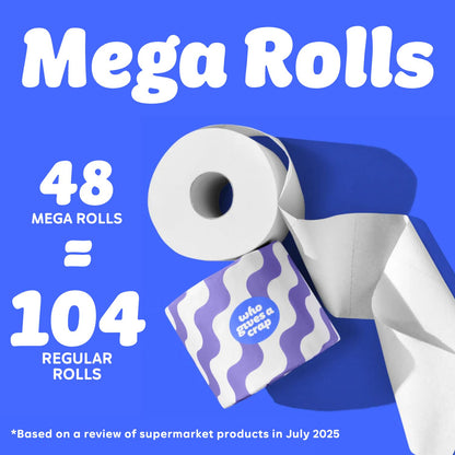 Who Gives A Crap – 100% Recycled, Twice as Long, Sustainable Toilet Roll, Box of 48 (3-Ply, 400 Sheets) - Soft, Strong, Sustainable