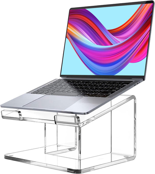 FUCDTEFC Acrylic Laptop Stand for Desk, Laptop Riser for 10-17.3 Inch Laptops, Ergonomic Computer Stand Holder Compatible with Macbooks and Notebooks- Clear