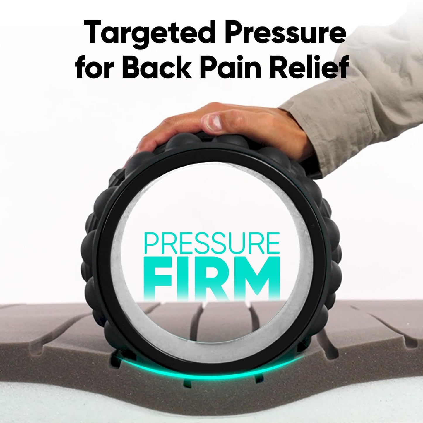 FitBeast Back Roller, Back Wheel Foam Roller - Targeted Muscle Roller for Deep Tissue Massage, Back Stretcher (9'', Black)