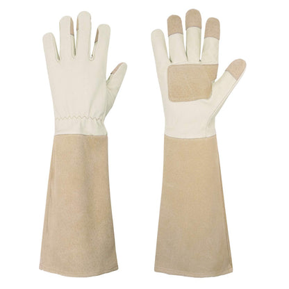 HANDLANDY Long Gardening Gloves for Men and Women, Pigskin Leather Rose Pruning Gloves- Breathable & Durability, with Thorn Proof Gauntlet