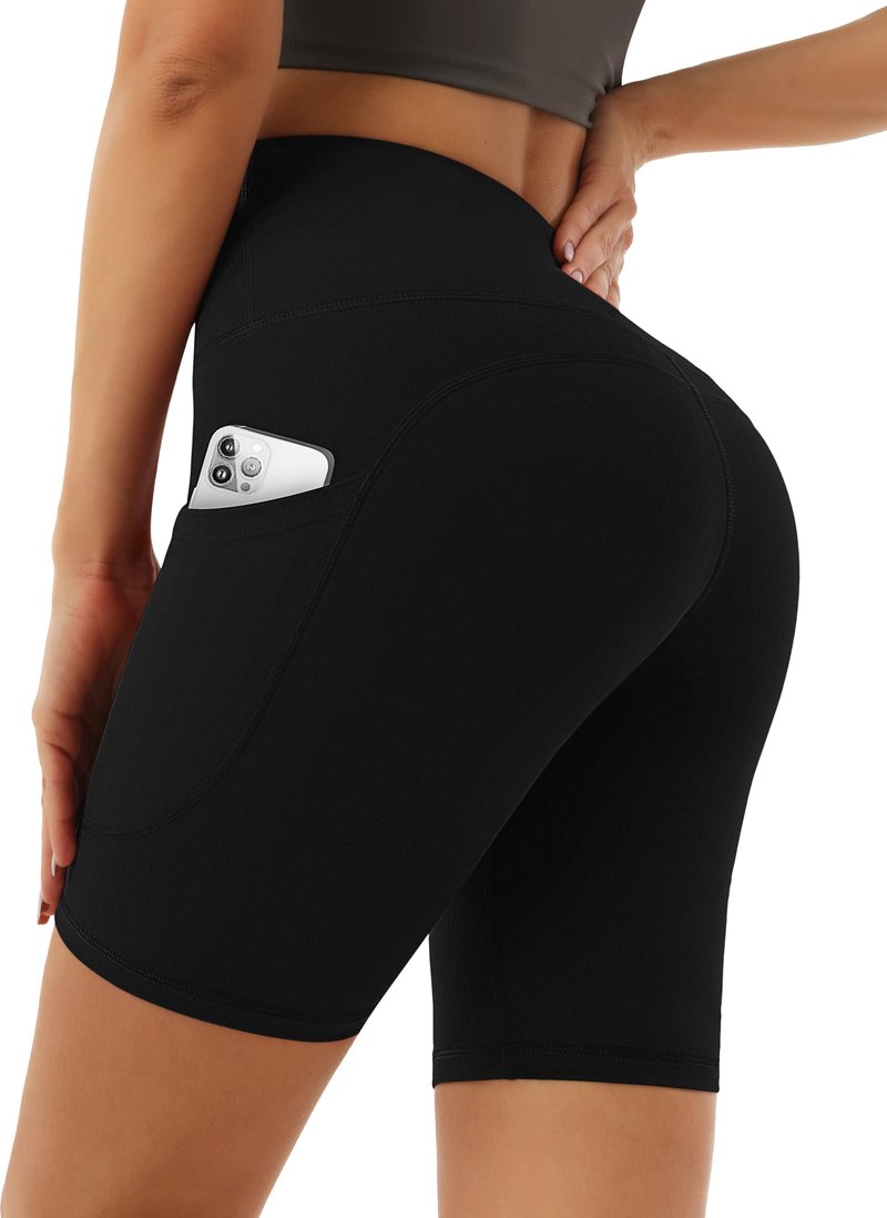 Desol High Waist Biker Shorts with Pockets, 5"/6"/8" Women Yoga Gym Shorts, Tummy Control Tight Shorts for Workout Running