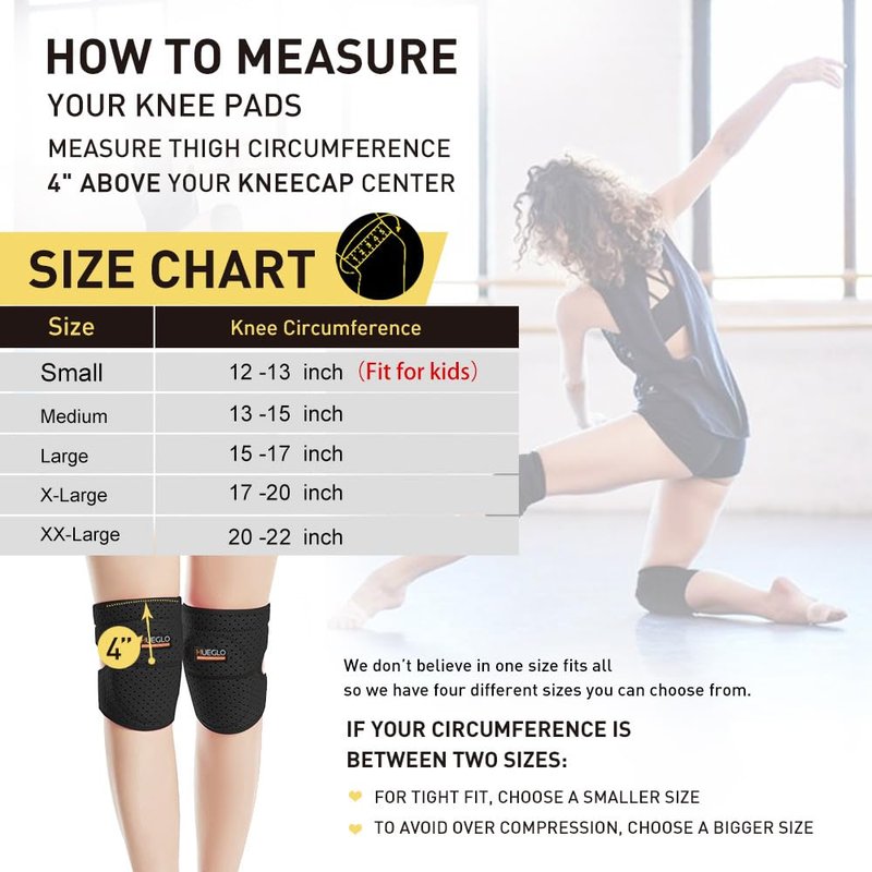 HUEGLO Protective Knee Pads for Dancers,Volleyball Knee Pad for Girls,Soft Sponge Knee Pads for Avoid Floor Burns & Bruising,1Pair,Black,Medium