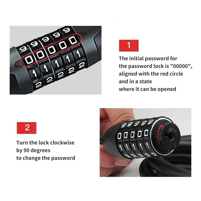 CFIKTE Bike Lock: 5 Digit Combination High Security Anti Theft Bike Chain Lock,Heavy Duty Resettable Keyless Bicycle Lock for Bike, Motorcycle, Scooter, Door & Gate (Chain Length: 60cm (23.62 inch))
