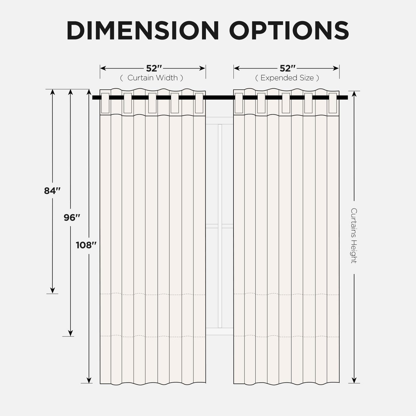 Joydeco Black Blackout Curtains 96 Inches Long, Thermal Insulated Curtains 2 Panels Set for Bedroom, Room Darkening Drapes for Living Room Window (W52 x L96 Inch, Black)