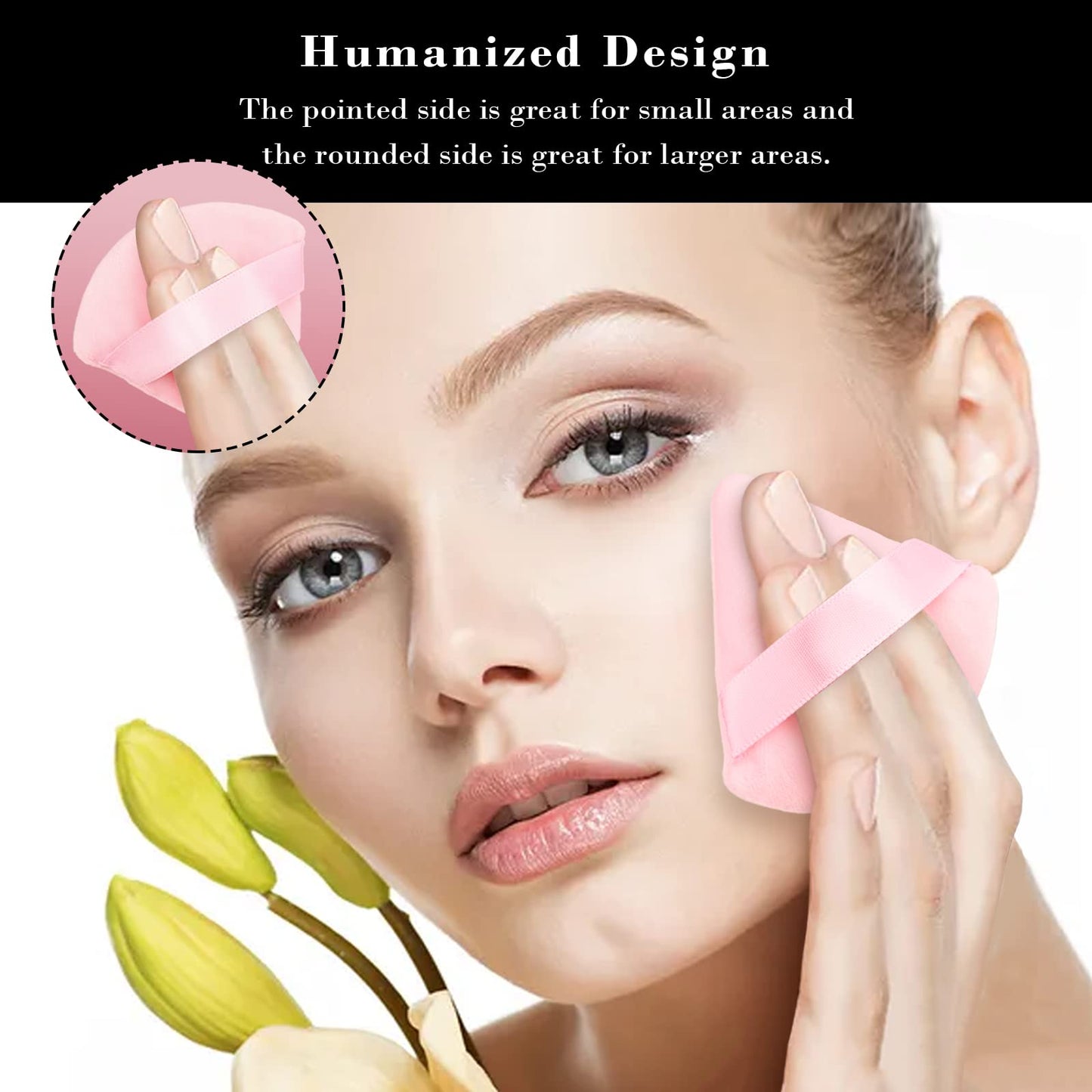 8Pcs of Triangular Powder Puff Makeup Sponges, Made of Super-soft Velvet, Designed for Contouring, Eye, and Corner, Beauty Blender Foundation Mixing Container.(Black)