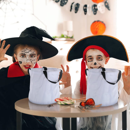 2 Pieces LED Light Halloween Trick or Treat Candy Bags Light up Goodie Trick or Treating Bags Kids Multipurpose Reusable Gift Bucket for Halloween Birthday Party Favor(White)