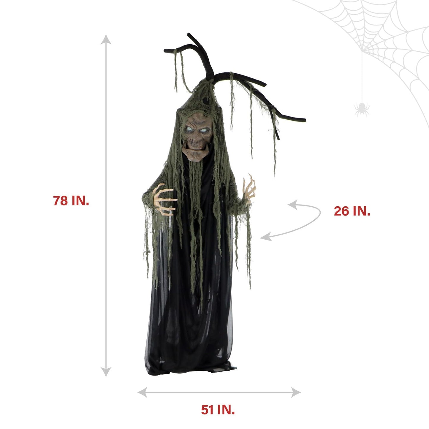 Haunted Hill Farm Life-Size Haunted Talking Tree Halloween Animatronic with Moving Mouth, Lights and Sound, Touch Activated and Battery Operated Indoor or Covered Outdoor Halloween Decorations
