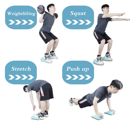 2 Pack Non-Slip Professional Squat Wedge Blocks - Heel Elevated Ramp for Squats, Calf Raises Platform for Men Women, Slant Board Trainer for Fitness, Pushup, Weightlifting, Yoga