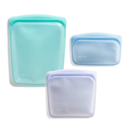 Stasher Premium Silicone Reusable Food Storage Bags, 4-Pack, Clear, Multi-Use Food Storage Bags, Lunch Bag, Travel Containers, BPA Free, Leak-free, Dishwasher-Safe, Eco-friendly