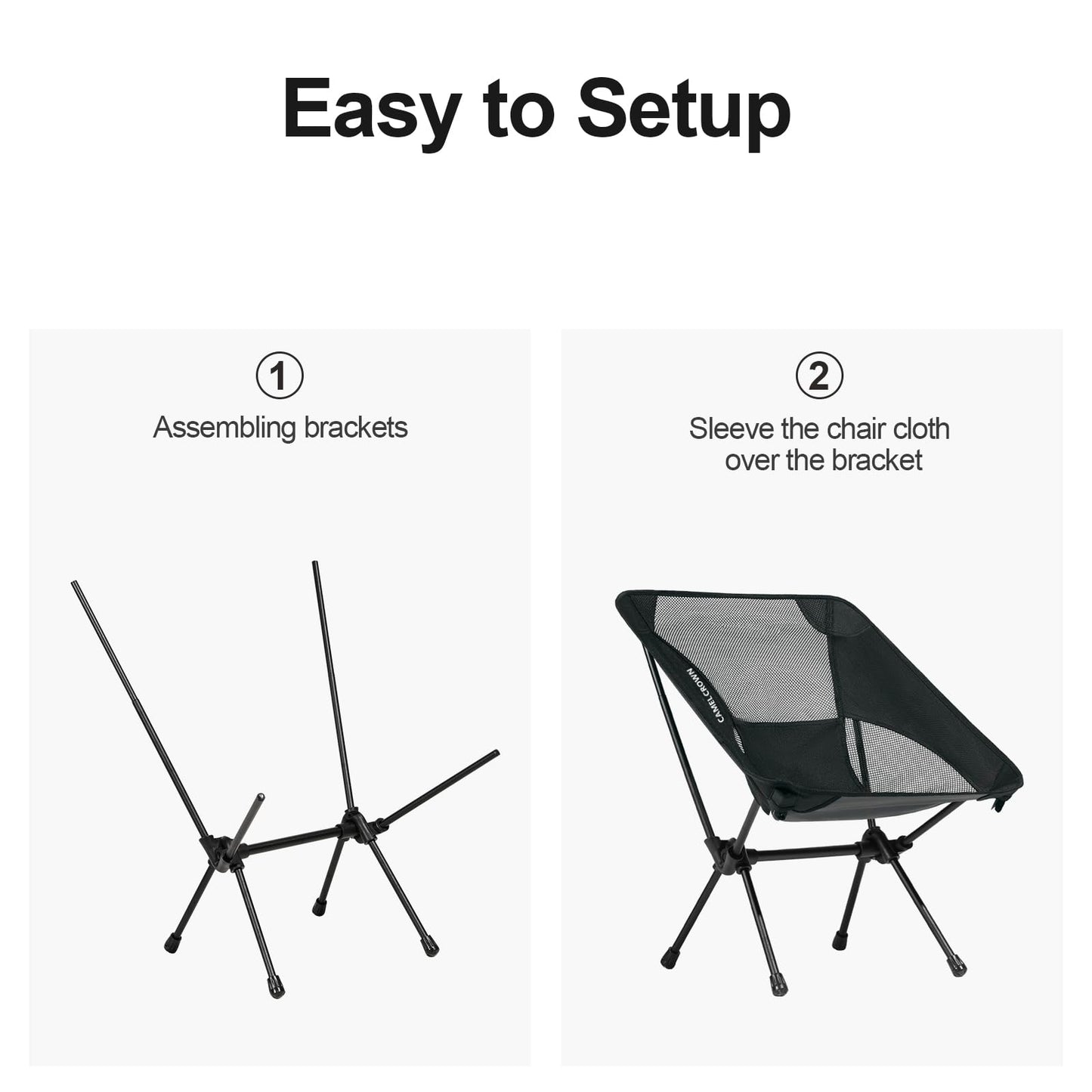 CAMEL CROWN Portable Camping Chair Lightweight Compact Folding Chair Mesh for Outdoor Camp Travel Beach Picnic Festival Hiking Backpacking Black