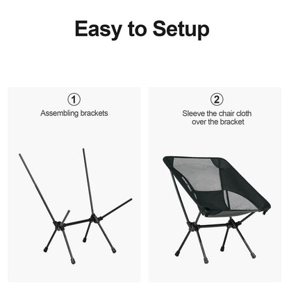 CAMEL CROWN Portable Camping Chair Lightweight Compact Folding Chair Mesh for Outdoor Camp Travel Beach Picnic Festival Hiking Backpacking Black