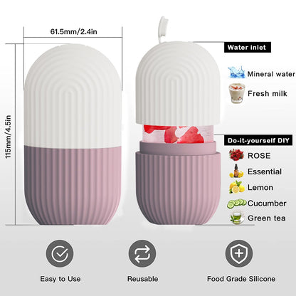XHJRI Ice Cube Roller Massager for Face, Eyes and Neck Naturally Conditioning and Skin Care,De-Puff Eye Bags,Reduce Migraine Pain,Reusable Massage Silicone Ice Mold (Pink)