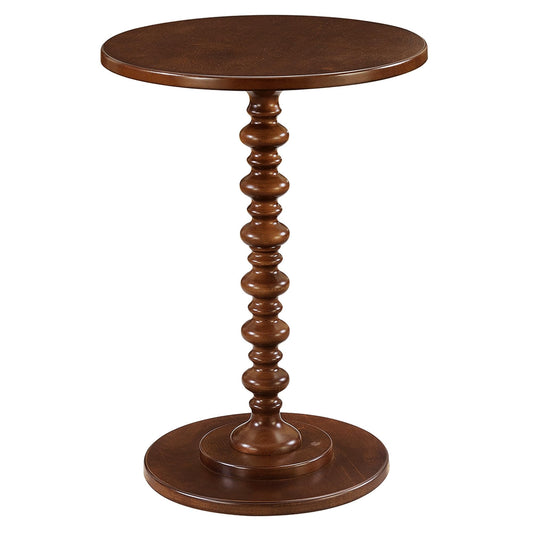 Convenience Concepts Palm Beach Spindle Table 17.75" - Traditional Round End Table for Living Room, Turned Solid Wood Side Table, Classic Display Pedestal Table, Espresso