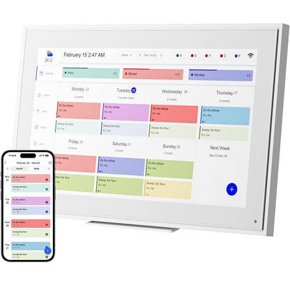 15.6-inch Wall Digital Calendar,2025 Smart WiFi Calendar & Chore Chart,Full HD Touchscreen Interactive Display for Family Schedules-Wall/Desk Mountable Planner,Meeting Reminders & Deadline Tracking