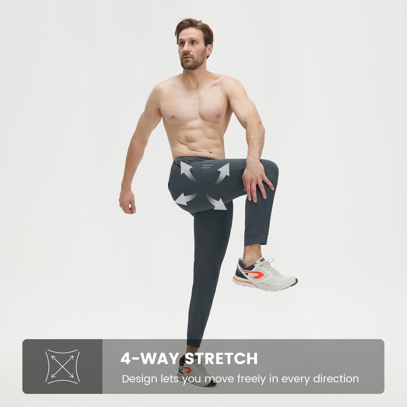 M MAELREG Joggers for Men with Zipper Pockets Sweatpants Stretch Running Workout Gym Jogging Golf Joggers Pants Men Dark Grey
