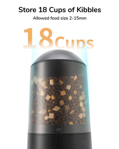 FUKUMARU Automatic Cat Feeder, 2 in 1 Automatic Pet Feeders with Camera and Audio, Support DIY Meals and Timed Control WiFi Cat Food Dispenser