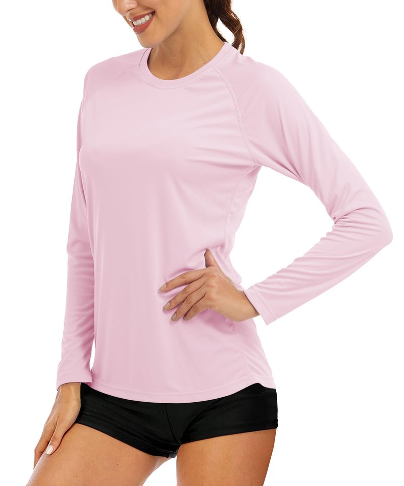 UV Shirts for Women Long Sleeve Shirts for Women Athletic Shirts Running Shirts Women Summer Tops for Women Workout Tee Light Pink
