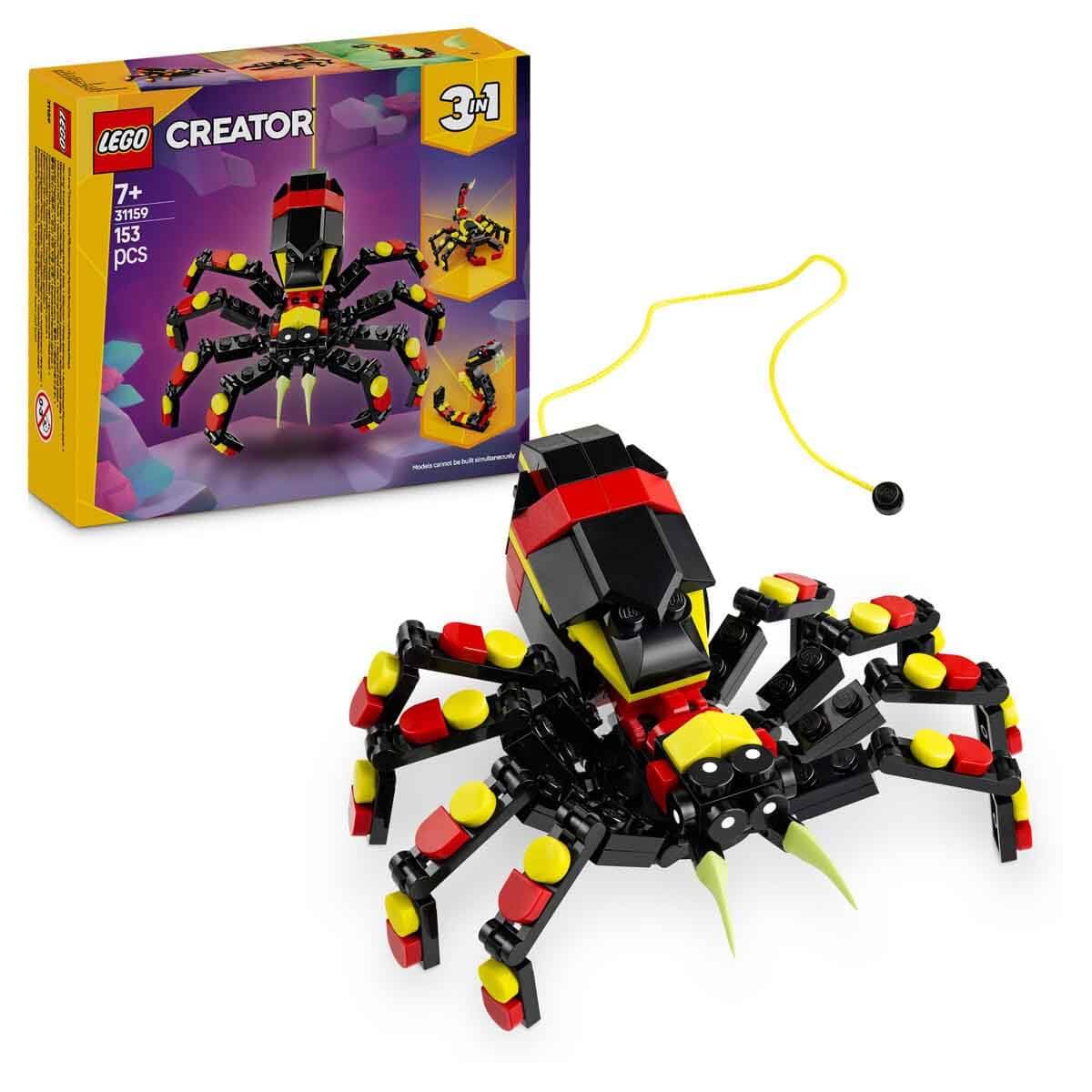 LEGO Creator 3in1 Wild Animals: Surprising Spider Toy - Transforms into a Scorpion Figure or a Snake - Building Set for Nature-Loving 7+ Year Old Boys & Girls - Creative Birthday Gift - 31159