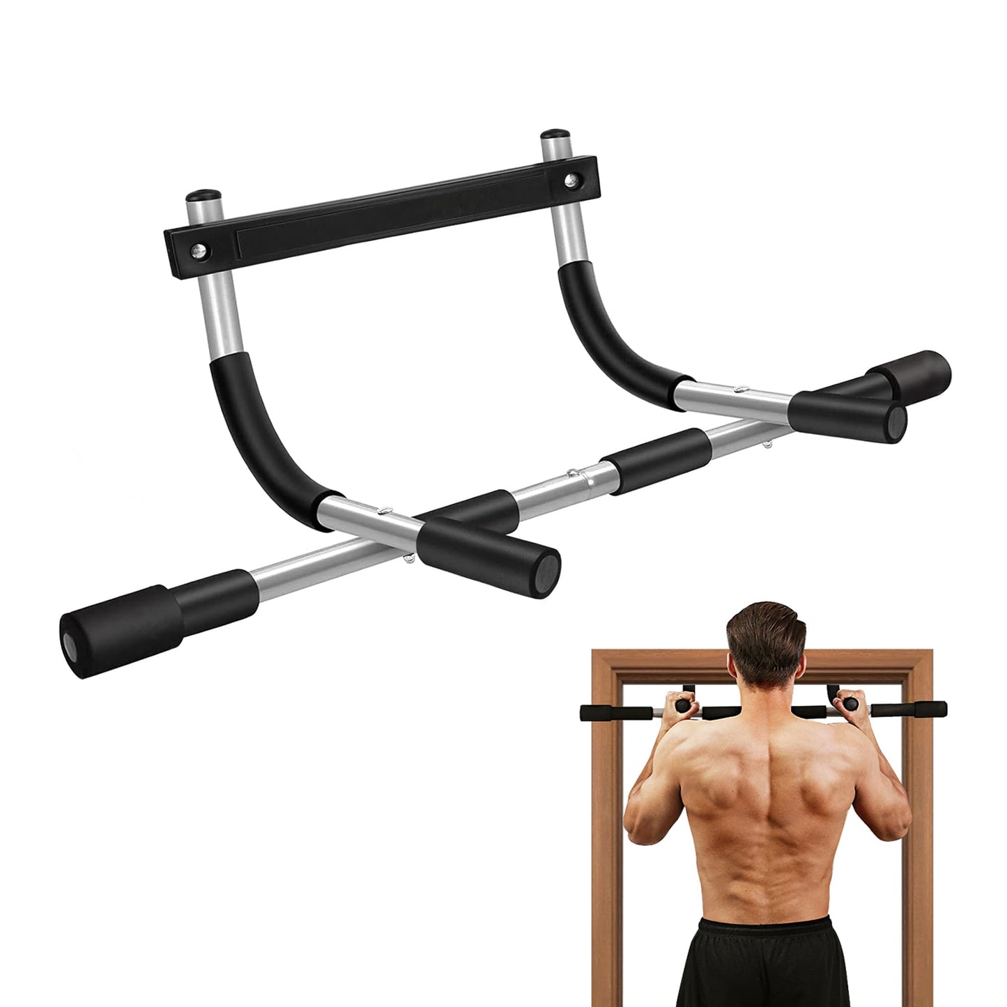 Doorway Pull Up Bar for Home Gym, Adjustable Width, Heavy-Duty Steel