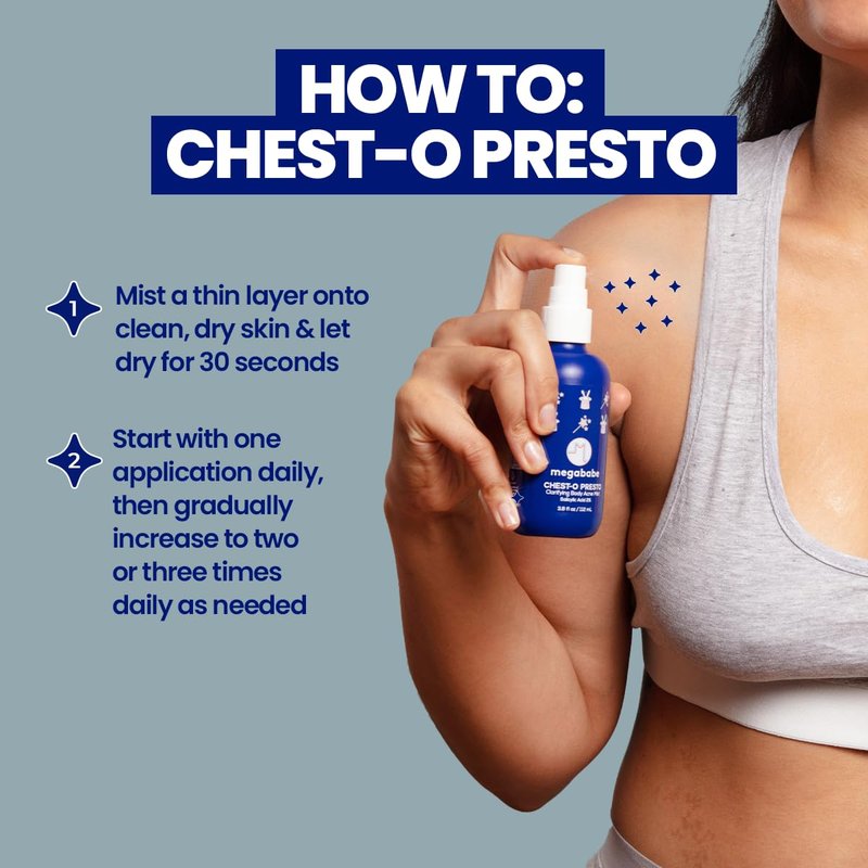Megababe Chest-o Presto | Clarifying Body Acne Mist | Benzoyl Peroxide Free | 3.8 fl oz