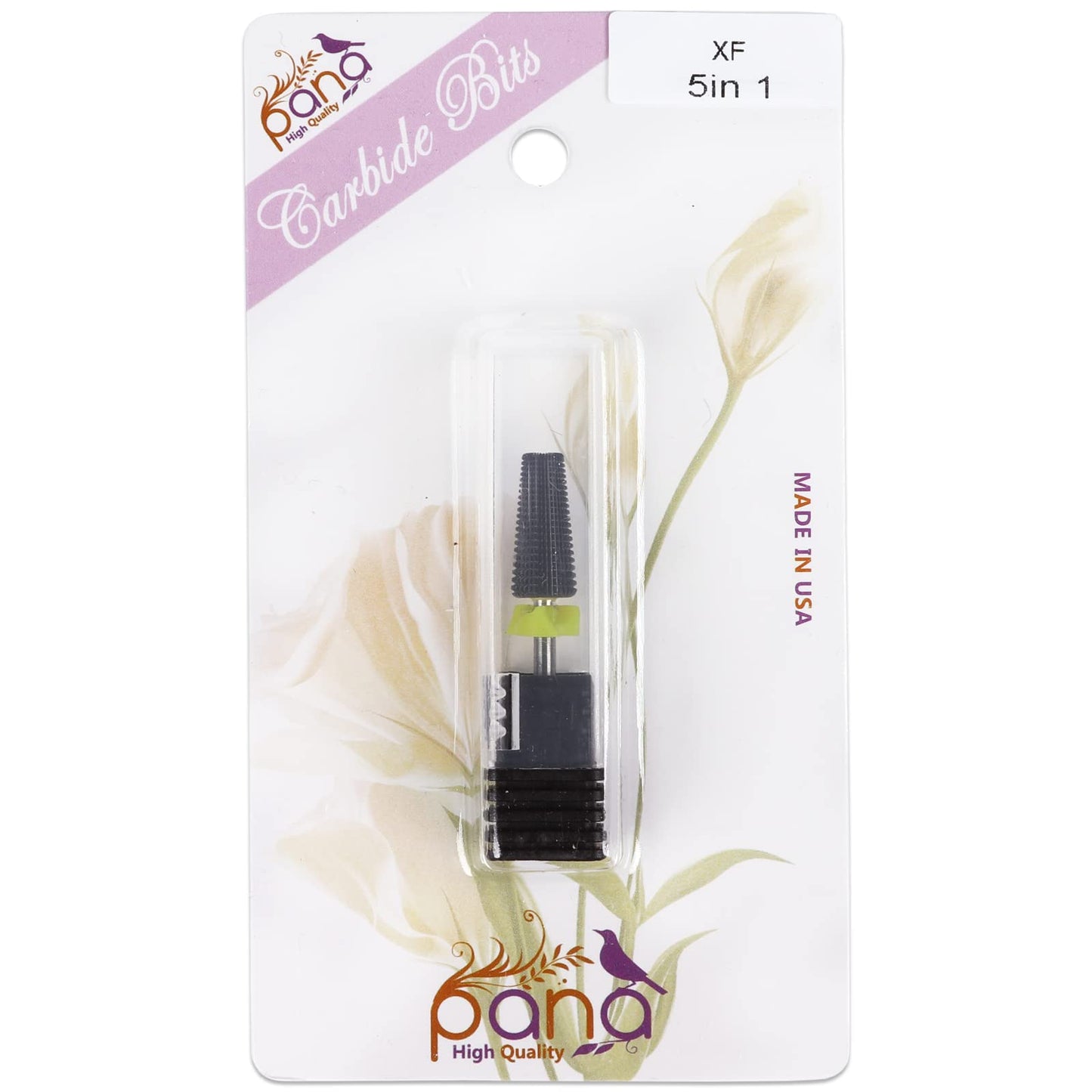 PANA Nail Carbide 5 in 1 Bit - Two Way Rotate use for Both Left and Right Handed - Fast Remove Acrylic or Hard Gel - 3/32" Shank - Manicure, Nail Art, Drill Machine (Fine - F, Silver)