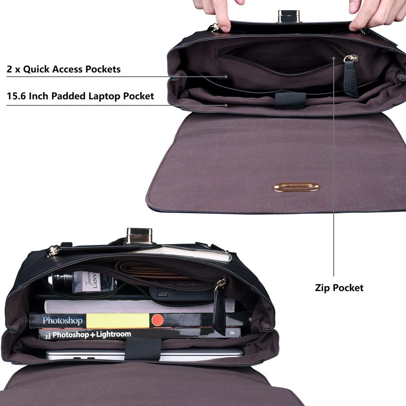Estarer Womens Laptop Backpack 15.6“ Large PU Leather Rucksack Handbag for Work School