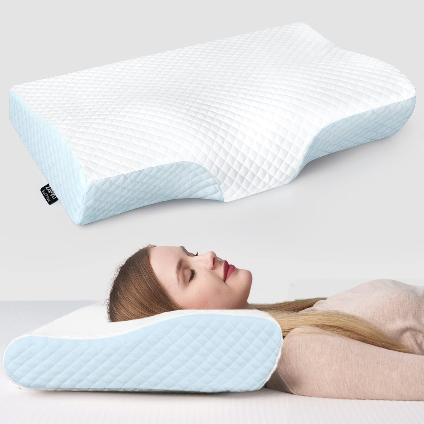 ZAMAT Memory Foam Pillow for Neck Pain Relief, Adjustable Orthopedic Ergonomic Cervical Pillow for Sleeping with Washable Cover, Bed Pillows for Side, Back, Stomach Sleepers