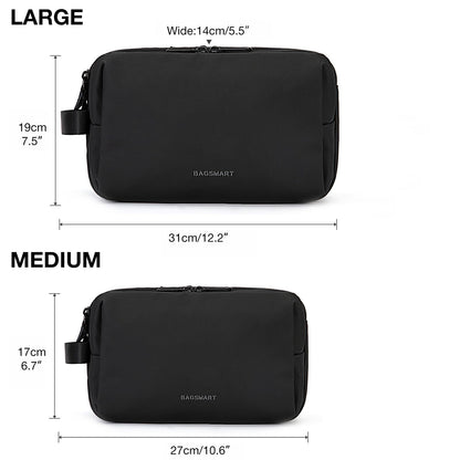 Toiletry Bag for Men, BAGSMART Travel Toiletry Organizer Dopp Kit Water-Resistant Shaving Bag for Toiletries Accessories, Black